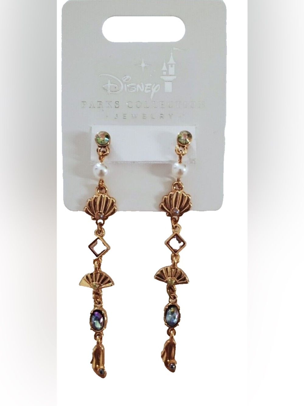 Disney Parks Princess Dangle Drop Earrings Cinderella Mulan Ariel Rose Gold